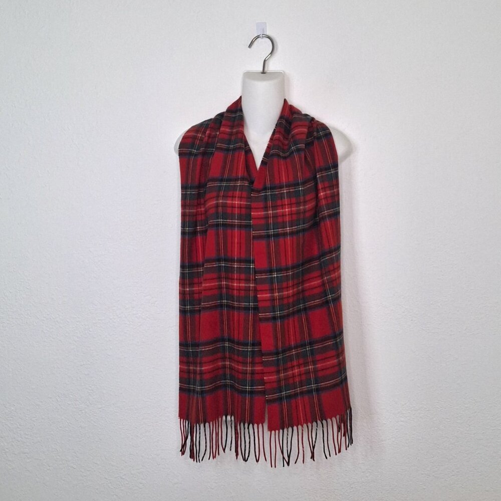 TNA Red Plaid Scarf 70 X 11 Fleece Preppy Academia Classic Holiday Grandpacore